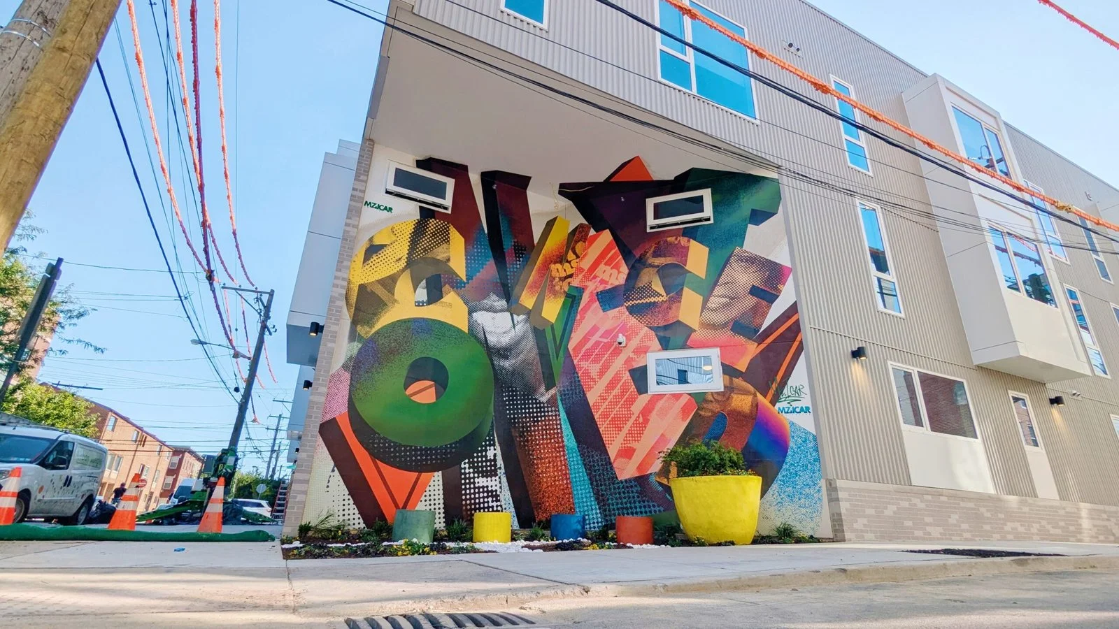Connected public artwork in its Philadelphia street setting