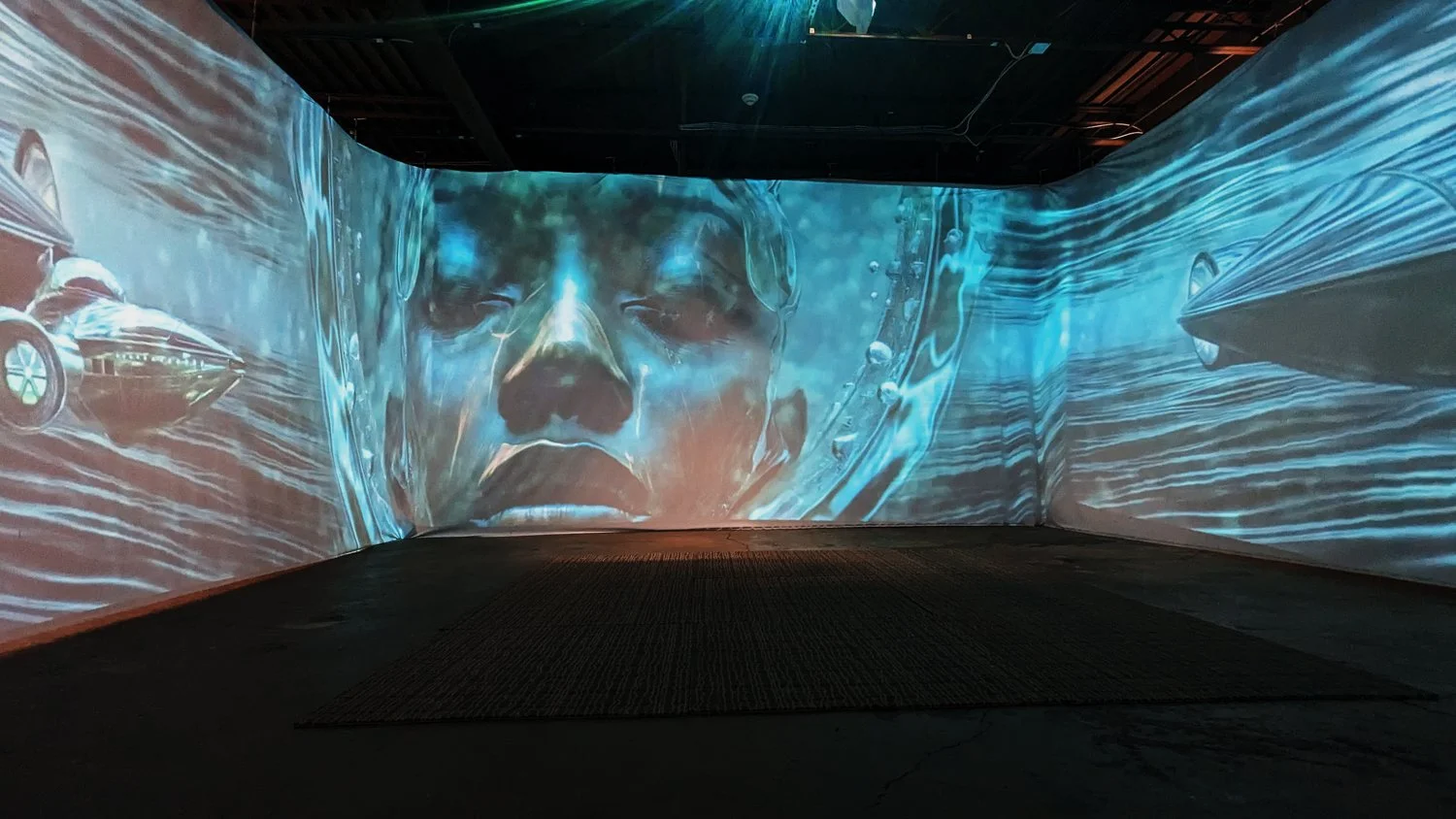 Underwater imagery wrapping around the ILE OMI room