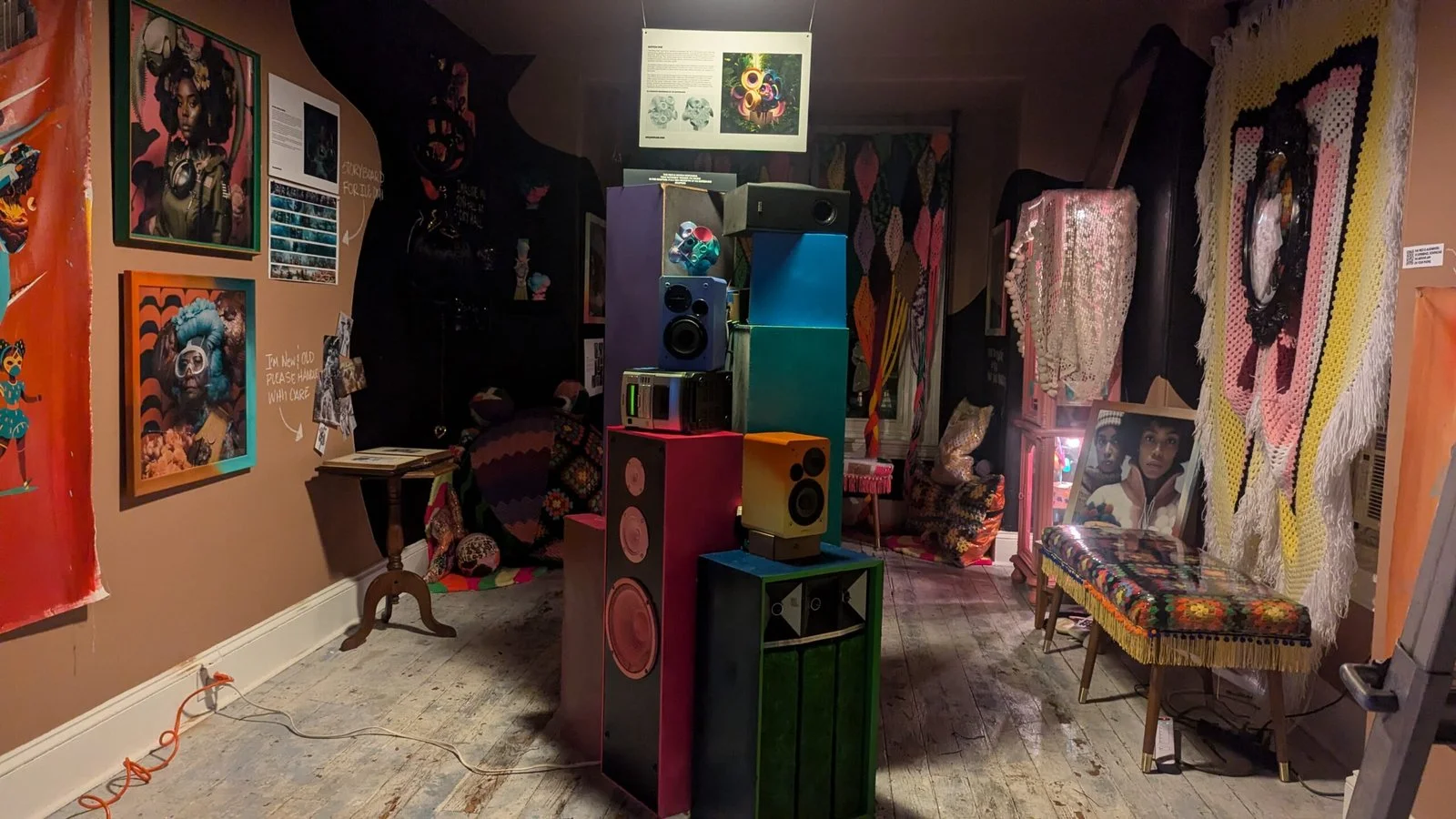 Notes from Diaphanous gallery with textile works and physical objects
