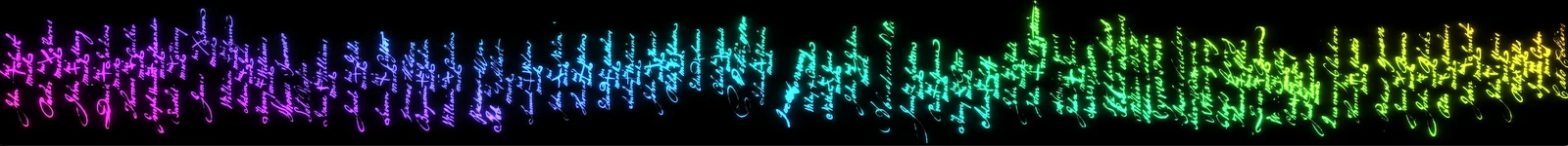 Panoramic image of multicoloured signatures shown on the LED display